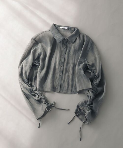 EGOIST（エゴイスト）の「EGOISTドロストシアーシャツ（シャツ/ブラウス・レディース・グレー/ホワイト系その他2/ミント・FREE）」の3枚目の写真