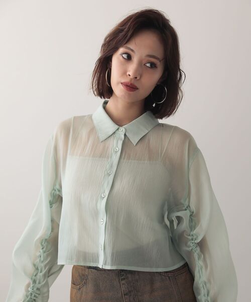 EGOIST（エゴイスト）の「EGOISTドロストシアーシャツ（シャツ/ブラウス・レディース・グレー/ホワイト系その他2/ミント・FREE）」の8枚目の写真