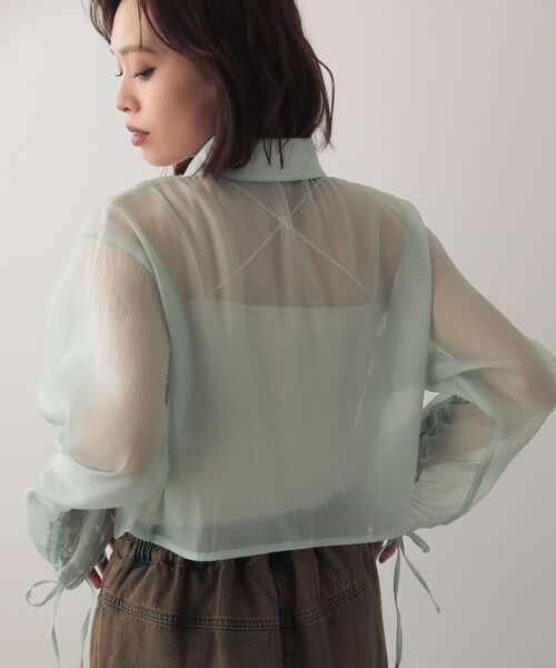 EGOIST（エゴイスト）の「EGOISTドロストシアーシャツ（シャツ/ブラウス・レディース・グレー/ホワイト系その他2/ミント・FREE）」の9枚目の写真