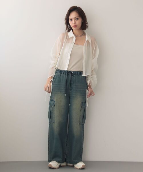 EGOIST（エゴイスト）の「EGOISTドロストシアーシャツ（シャツ/ブラウス・レディース・グレー/ホワイト系その他2/ミント・FREE）」の10枚目の写真