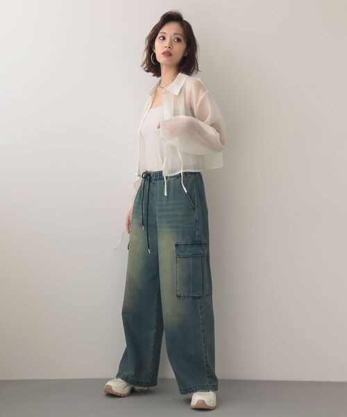 EGOIST（エゴイスト）の「EGOISTドロストシアーシャツ（シャツ/ブラウス・レディース・グレー/ホワイト系その他2/ミント・FREE）」の11枚目の写真