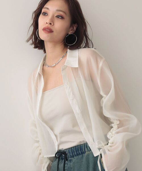 EGOIST（エゴイスト）の「EGOISTドロストシアーシャツ（シャツ/ブラウス・レディース・グレー/ホワイト系その他2/ミント・FREE）」の14枚目の写真