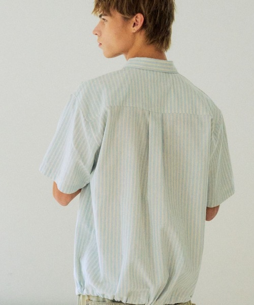 ブラウス シャツ 「UNISEX」SLOW ACID／ストライプハーフシャツ レディース メンズ セール】【UNISEX】SLOW ACID／ストライプハーフシャツ（シャツ