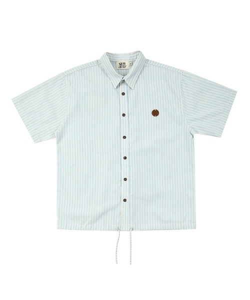 SLOWACID（スローアシッド）の「【UNISEX】SLOW ACID／ストライプハーフシャツ（シャツ/ブラウス・レディース・ライトブルー/ネイビー/グリーン・LARGE/MEDIUM）」の20枚目の写真