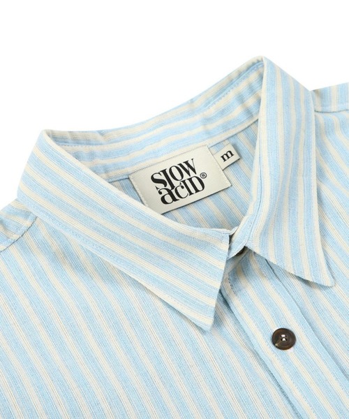 SLOWACID（スローアシッド）の「【UNISEX】SLOW ACID／ストライプハーフシャツ（シャツ/ブラウス・レディース・ライトブルー/ネイビー/グリーン・LARGE/MEDIUM）」の22枚目の写真