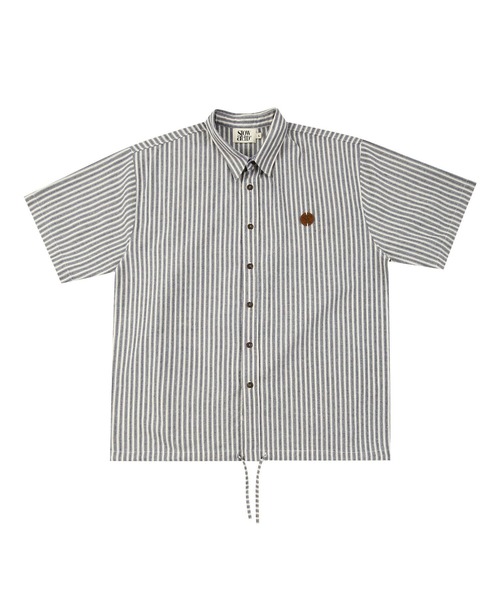 ブラウス シャツ 「UNISEX」SLOW ACID／ストライプハーフシャツ レディース メンズ セール】【UNISEX】SLOW ACID／ストライプハーフシャツ（シャツ