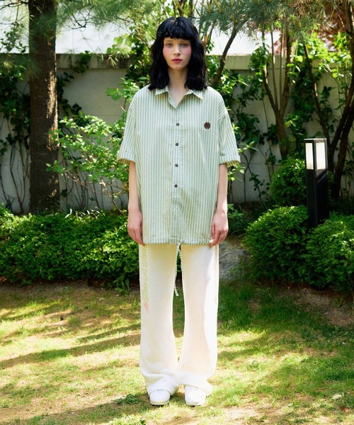 セール】【UNISEX】SLOW ACID／ストライプハーフシャツ（シャツ