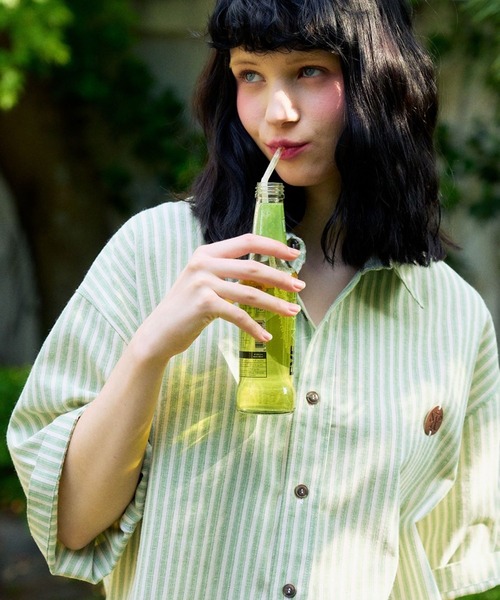 SLOWACID（スローアシッド）の「【UNISEX】SLOW ACID／ストライプハーフシャツ（シャツ/ブラウス・レディース・ライトブルー/ネイビー/グリーン・LARGE/MEDIUM）」の15枚目の写真