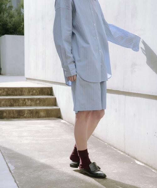 URBAN RESEARCH（アーバンリサーチ）の「new basic　インドスビンコットンストライプハーフパンツ（その他パンツ・レディース・ブルー・FREE）」の3枚目の写真