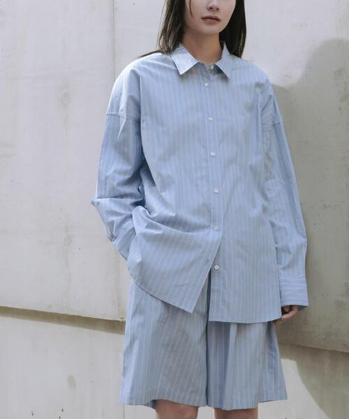 URBAN RESEARCH（アーバンリサーチ）の「new basic　インドスビンコットンストライプハーフパンツ（その他パンツ・レディース・ブルー・FREE）」の4枚目の写真