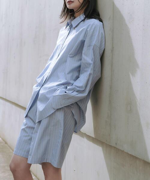 URBAN RESEARCH（アーバンリサーチ）の「new basic　インドスビンコットンストライプハーフパンツ（その他パンツ・レディース・ブルー・FREE）」の5枚目の写真