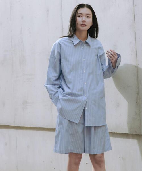 URBAN RESEARCH（アーバンリサーチ）の「new basic　インドスビンコットンストライプハーフパンツ（その他パンツ・レディース・ブルー・FREE）」の7枚目の写真