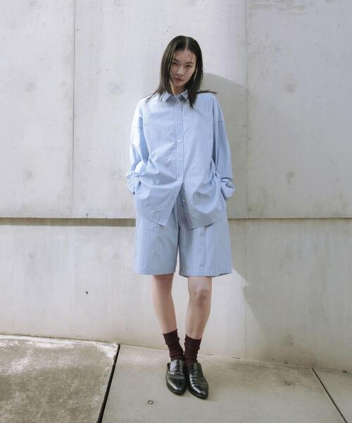 URBAN RESEARCH（アーバンリサーチ）の「new basic　インドスビンコットンストライプハーフパンツ（その他パンツ・レディース・ブルー・FREE）」の9枚目の写真