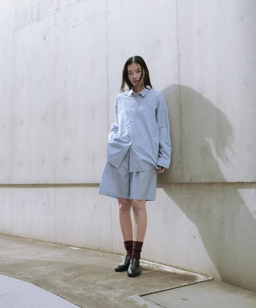 URBAN RESEARCH（アーバンリサーチ）の「new basic　インドスビンコットンストライプハーフパンツ（その他パンツ・レディース・ブルー・FREE）」の12枚目の写真