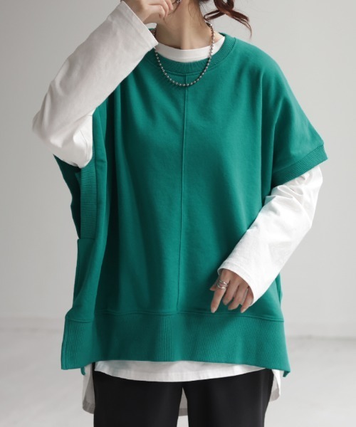 HUG.U(ハグユー)の「着丈が選べる スウェットTシャツ(Tシャツ/カットソー・レディース・ブラック/アイボリー/ダークグレー/モスグリーン/ライトグレー・ミディアム丈/ロング丈)」の6枚目の写真