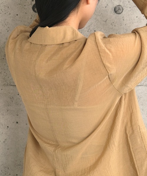 aquagarage（アクアガレージ）の「シアーテーラードジャケット（テーラードジャケット・レディース・ベージュ/アイボリー/ブラック・M）」の5枚目の写真