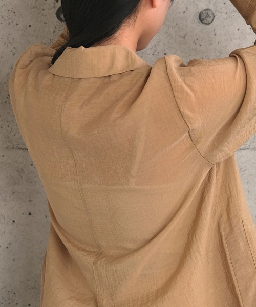 aquagarage（アクアガレージ）の「シアーテーラードジャケット（テーラードジャケット・レディース・ベージュ/アイボリー/ブラック・M）」の11枚目の写真