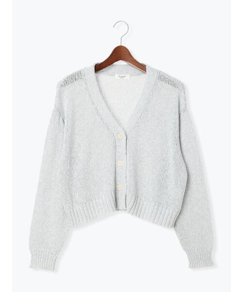 Te chichi TERRASSE(テチチテラス)の「スラブクロップドVネックカーディガン《2025spring catalog item》(カーディガン/ボレロ・レディース・グレー/チャコールグレー/ピンク・F)」の7枚目の写真