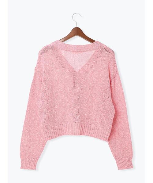 Te chichi TERRASSE(テチチテラス)の「スラブクロップドVネックカーディガン《2025spring catalog item》(カーディガン/ボレロ・レディース・グレー/チャコールグレー/ピンク・F)」の9枚目の写真