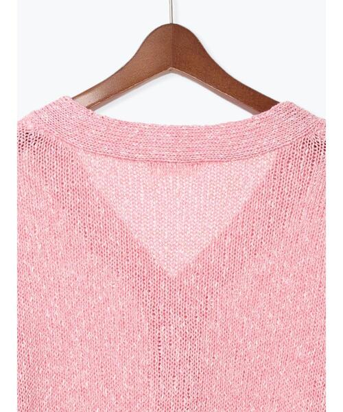 Te chichi TERRASSE(テチチテラス)の「スラブクロップドVネックカーディガン《2025spring catalog item》(カーディガン/ボレロ・レディース・グレー/チャコールグレー/ピンク・F)」の13枚目の写真