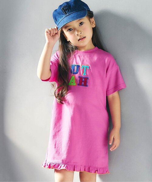 F.O.KIDS（エフオーキッズ）の「【リンク/ジュニア対応】ロゴデザインワンピース（ワンピース・キッズ・オフホワイト/パープル/グリーン・80/90/100/110/120/130/140/150）」の3枚目の写真