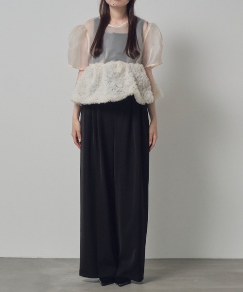 ANDRESD(アンドレスド)の「スウェルぺプラムセットアップパンツドレス / swell peplum set up pants dress(パンツドレス・レディース・ブラック/グレー/ベージュ×ブラック/ミント・S/M/L)」の11枚目の写真