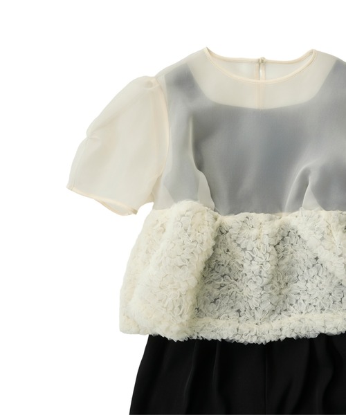 ANDRESD(アンドレスド)の「スウェルぺプラムセットアップパンツドレス / swell peplum set up pants dress(パンツドレス・レディース・ブラック/グレー/ベージュ×ブラック/ミント・S/M/L)」の6枚目の写真