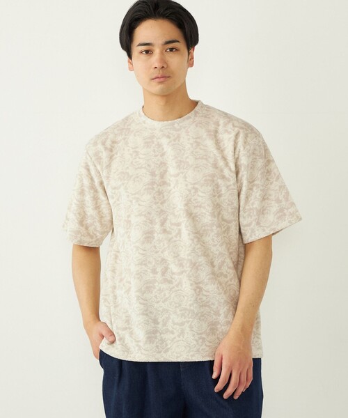 SHIPS Colors(シップス カラーズ)の「SHIPS Colors:パイル ジャカード Tシャツ(Tシャツ/カットソー・メンズ・ベージュ/ネイビー/オフホワイト・X-LARGE/MEDIUM/LARGE)」の2枚目の写真