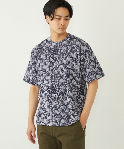 SHIPS Colors(シップス カラーズ)の「SHIPS Colors:パイル ジャカード Tシャツ(Tシャツ/カットソー・メンズ・ベージュ/ネイビー/オフホワイト・X-LARGE/MEDIUM/LARGE)」の3枚目の写真