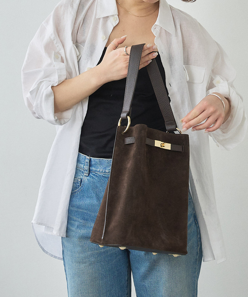 MILOS(ミロス)の「MILOS/ミロス SUEDE ONEHANDLE TOTE(ショルダーバッグ・レディース・ブラウン/ベージュ・FREE)」の4枚目の写真