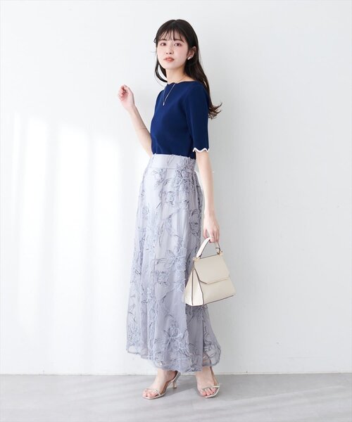 natural couture(ナチュラルクチュール)の「袖口配色スカラップ強撚ニット(5分袖)(ニット/セーター・レディース・ピンク/イエロー/その他1/その他2/ミント/ネイビー/オフホワイト・FREE)」の21枚目の写真