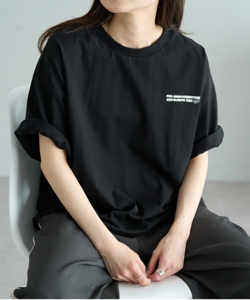 tシャツ ロゴ刺繍＆プリント　ボートネックP/O レディース tシャツ ワンポイントハート刺繍Tシャツ レディース : ZOZOTOWN