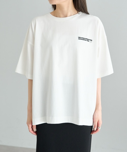 FEEL GOOD CONNECTION AND BLISSFUL TIME(フィールグッドコネクションアンドブリスフルタイム)の「【F&B】ロゴ刺繍&プリントTシャツ(Tシャツ/カットソー・レディース・オフホワイト/ベージュ/ブラック・FREE)」の22枚目の写真