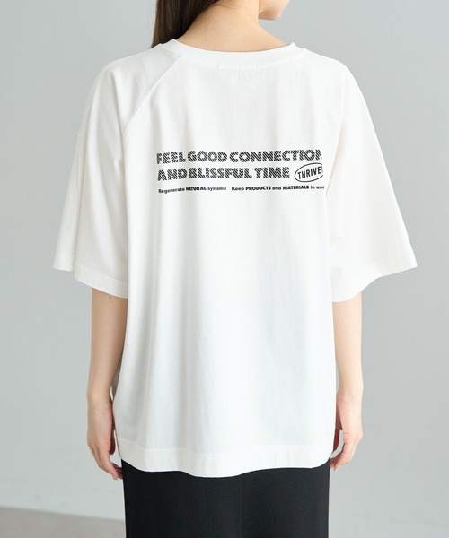 tシャツ ロゴ刺繍＆プリント　ボートネックP/O レディース F&B】ロゴ刺繍＆プリントTシャツ（Tシャツ/カットソー）｜FEEL