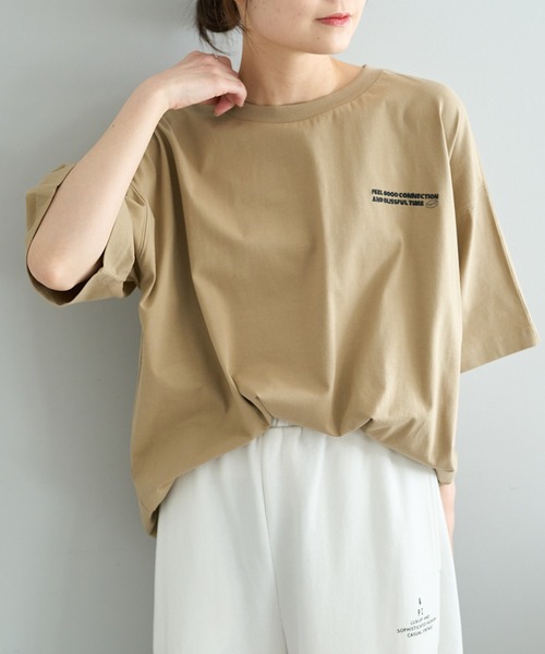 FEEL GOOD CONNECTION AND BLISSFUL TIME(フィールグッドコネクションアンドブリスフルタイム)の「【F&B】ロゴ刺繍&プリントTシャツ(Tシャツ/カットソー・レディース・オフホワイト/ベージュ/ブラック・FREE)」の11枚目の写真
