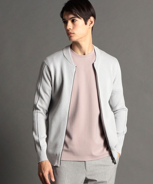 MONSIEUR NICOLE(ムッシュニコル)の「【ex/tra】バイアスリブ ニットブルゾン(ニット/セーター・メンズ・ホワイト/ライトグレー/ブラック・LARGE/X-LARGE/MEDIUM)」の3枚目の写真