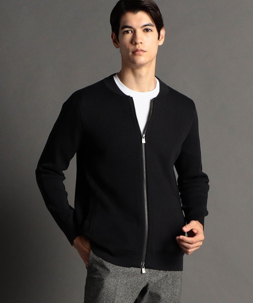 MONSIEUR NICOLE(ムッシュニコル)の「【ex/tra】バイアスリブ ニットブルゾン(ニット/セーター・メンズ・ホワイト/ライトグレー/ブラック・LARGE/X-LARGE/MEDIUM)」の2枚目の写真