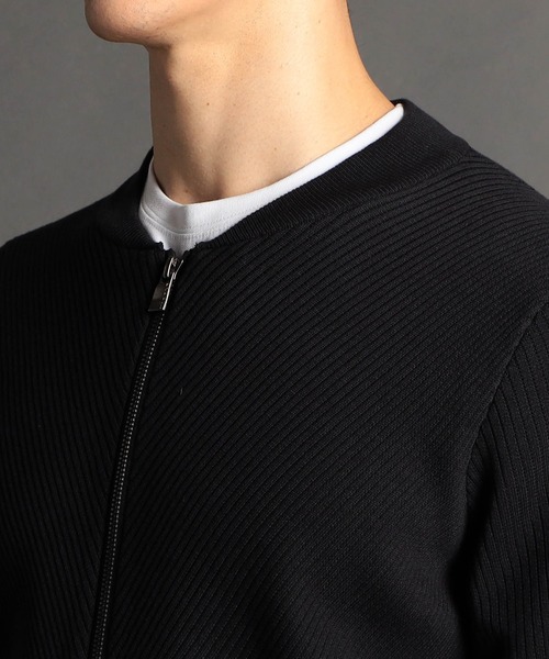 MONSIEUR NICOLE(ムッシュニコル)の「【ex/tra】バイアスリブ ニットブルゾン(ニット/セーター・メンズ・ホワイト/ライトグレー/ブラック・LARGE/X-LARGE/MEDIUM)」の4枚目の写真