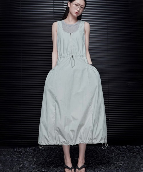 ONE COLOR Laboratory : Drawcord Parachute Maxi Dress / ドローストリング パラシュート マキシドレス