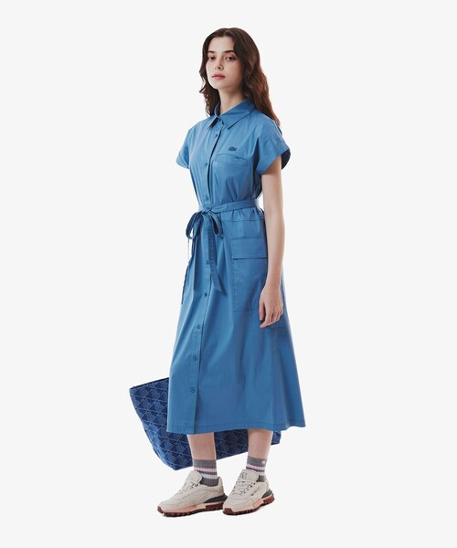 【LACOSTE】スリーブシャツワンピース セール】キモノスリーブシャツドレス（シャツワンピース