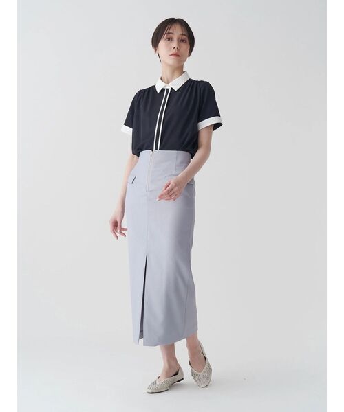 TONAL（トーナル）の「クレリック半袖シャツ（シャツ/ブラウス・レディース・オフホワイト/ミント/ネイビー・MEDIUM）」の21枚目の写真