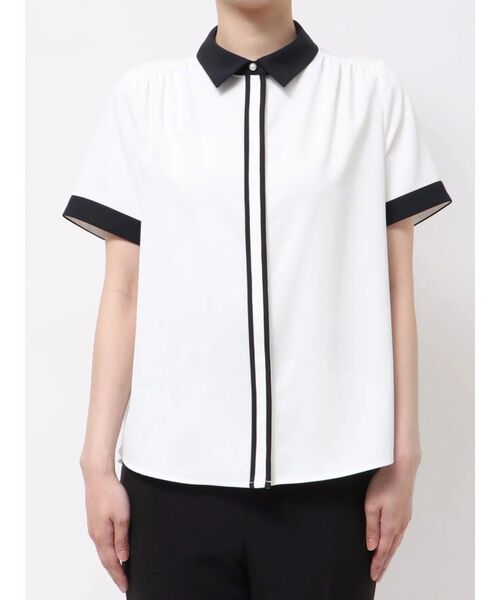 TONAL（トーナル）の「クレリック半袖シャツ（シャツ/ブラウス・レディース・オフホワイト/ミント/ネイビー・MEDIUM）」の8枚目の写真