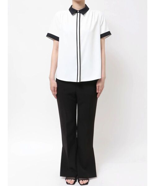 TONAL（トーナル）の「クレリック半袖シャツ（シャツ/ブラウス・レディース・オフホワイト/ミント/ネイビー・MEDIUM）」の15枚目の写真