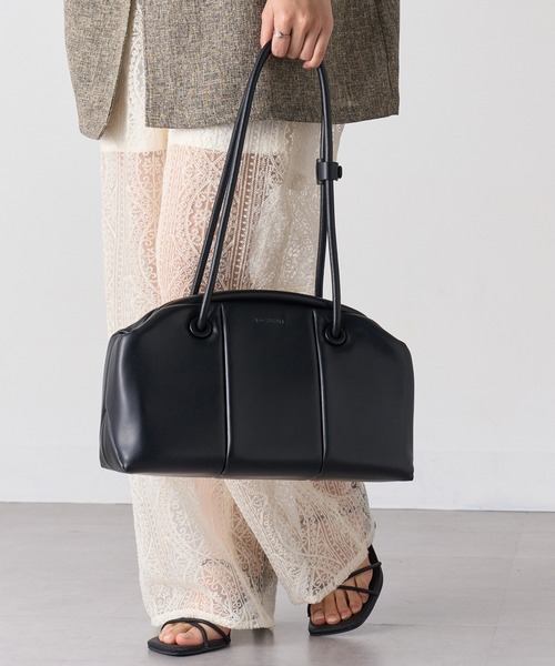 ADD CULUMN（アドカラム）の「【ADD CULUMN】25AW PUFF CLASP BOSTON M A25W02B429（ボストンバッグ・レディース・アイボリー/ブラック/ブラウン/グリーン・FREE）」の3枚目の写真