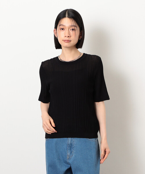 COMME CA ISM(コムサイズム)の「ランダムシアーニット(ニット/セーター・レディース・アイボリー/ブラック・LARGE/MEDIUM)」の1枚目の写真