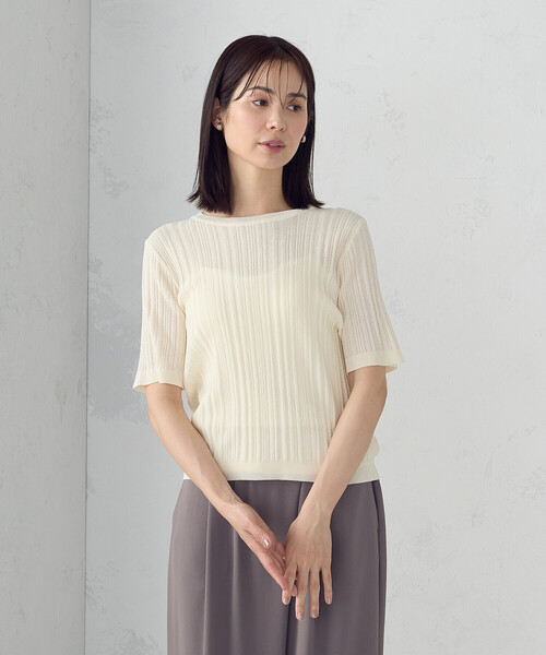 COMME CA ISM(コムサイズム)の「ランダムシアーニット(ニット/セーター・レディース・アイボリー/ブラック・LARGE/MEDIUM)」の16枚目の写真