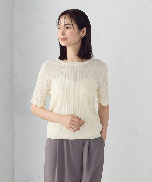 COMME CA ISM(コムサイズム)の「ランダムシアーニット(ニット/セーター・レディース・アイボリー/ブラック・LARGE/MEDIUM)」の17枚目の写真