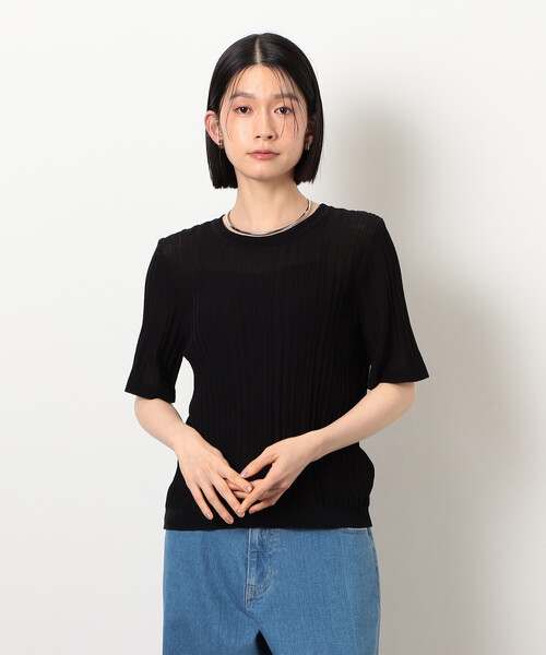 COMME CA ISM(コムサイズム)の「ランダムシアーニット(ニット/セーター・レディース・アイボリー/ブラック・LARGE/MEDIUM)」の3枚目の写真