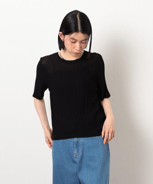 COMME CA ISM(コムサイズム)の「ランダムシアーニット(ニット/セーター・レディース・アイボリー/ブラック・LARGE/MEDIUM)」の4枚目の写真