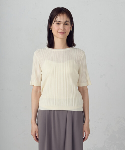 COMME CA ISM(コムサイズム)の「ランダムシアーニット(ニット/セーター・レディース・アイボリー/ブラック・LARGE/MEDIUM)」の5枚目の写真
